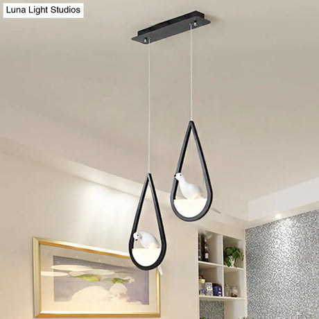 Waterdrop Acrylic Hanging Lamp: 1/2/3 Lights | Black/White Warm/White Light Dining Room Pendant