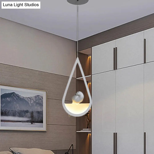 Waterdrop Pendant Lamp In Black/White - Acrylic Frame 1/2/3 Lights Dining Room Ceiling Lighting