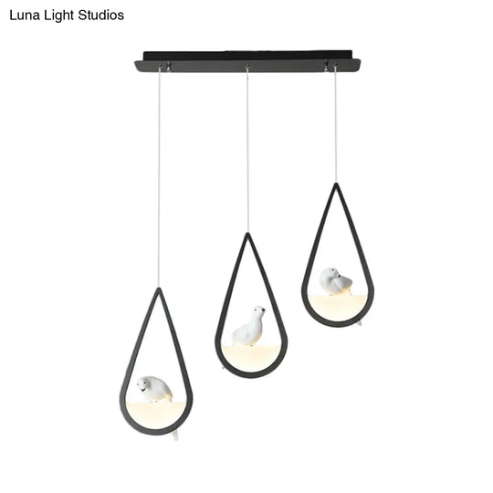 Waterdrop Acrylic Hanging Lamp: 1/2/3 Lights | Black/White Warm/White Light Dining Room Pendant