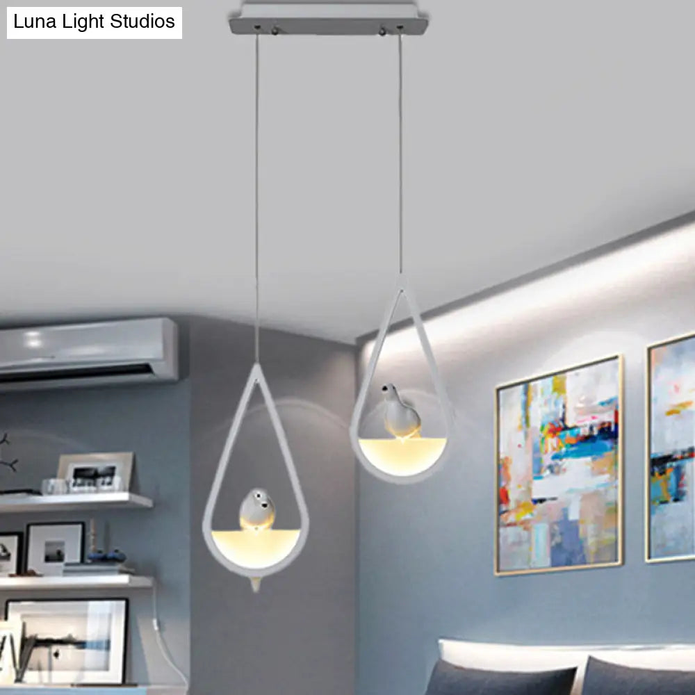 Waterdrop Pendant Lamp In Black/White - Acrylic Frame 1/2/3 Lights Dining Room Ceiling Lighting
