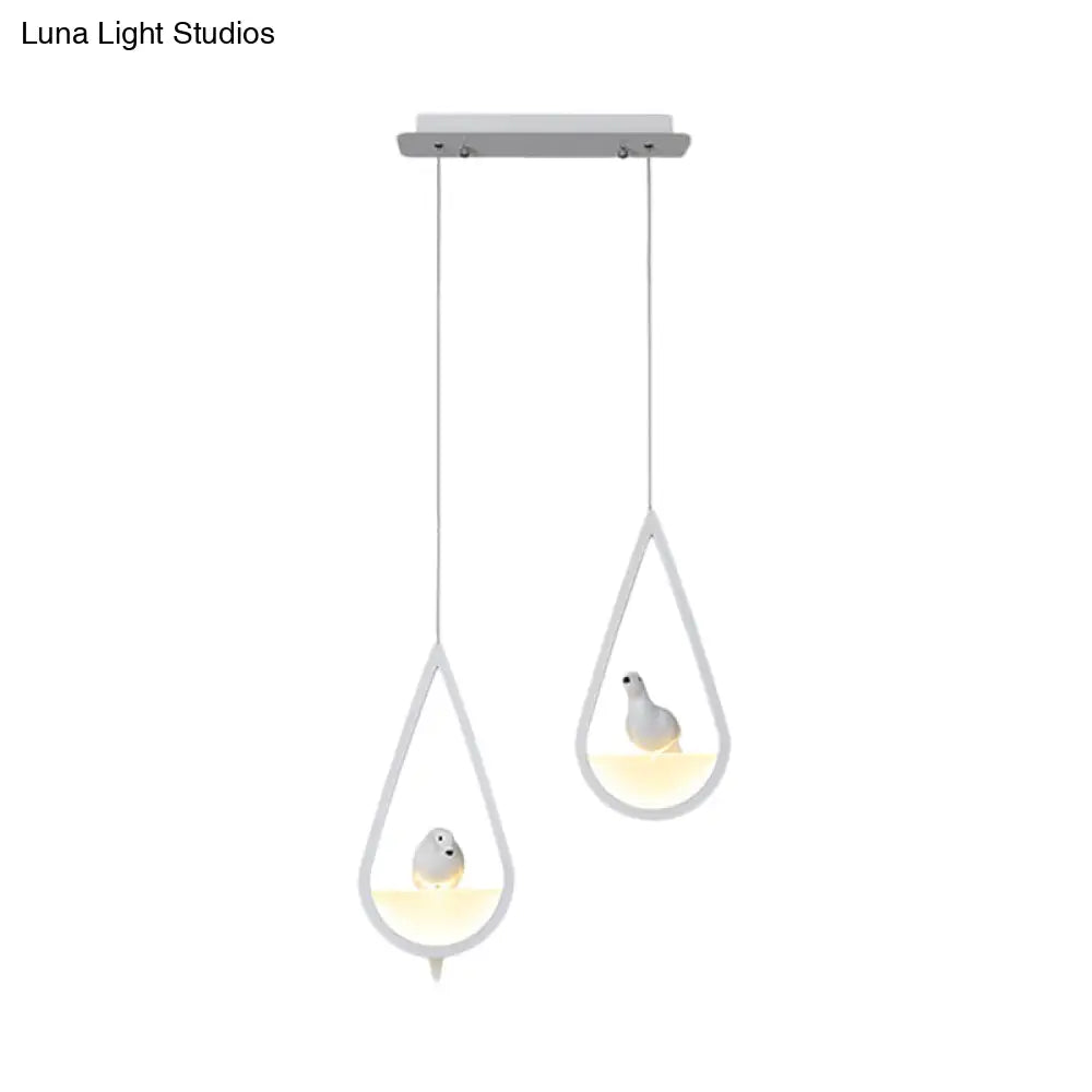 Waterdrop Pendant Lamp In Black/White - Acrylic Frame 1/2/3 Lights Dining Room Ceiling Lighting