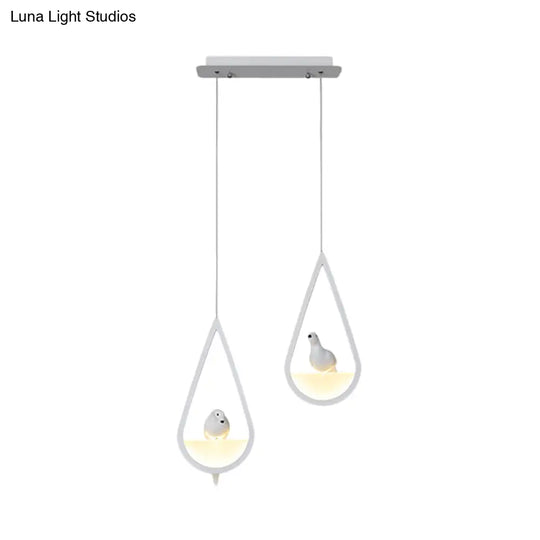 Waterdrop Pendant Lamp In Black/White - Acrylic Frame 1/2/3 Lights Dining Room Ceiling Lighting