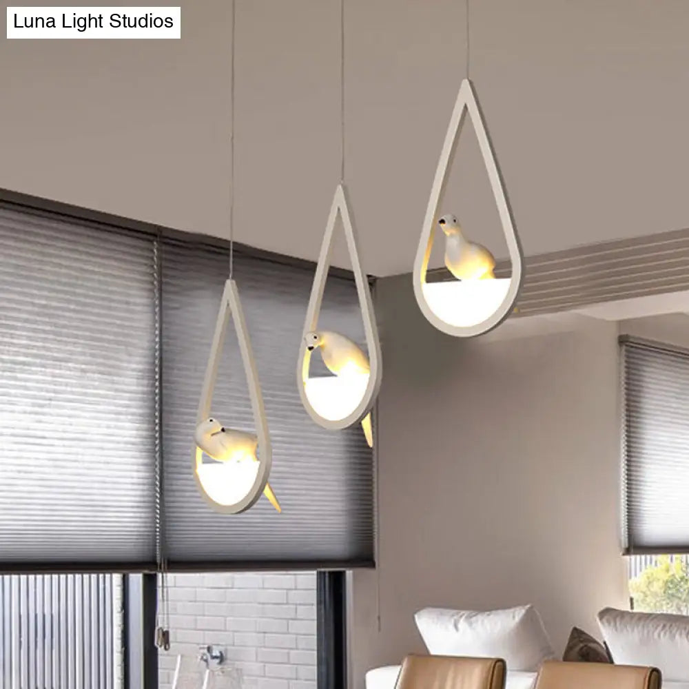 Waterdrop Pendant Lamp In Black/White - Acrylic Frame 1/2/3 Lights Dining Room Ceiling Lighting