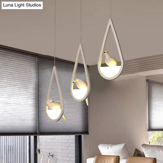 Waterdrop Pendant Lamp In Black/White - Acrylic Frame 1/2/3 Lights Dining Room Ceiling Lighting