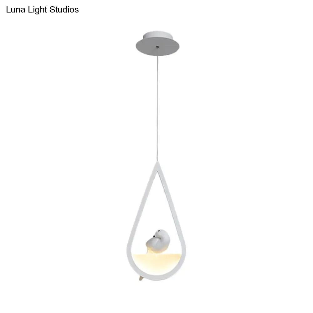 Waterdrop Pendant Lamp In Black/White - Acrylic Frame 1/2/3 Lights Dining Room Ceiling Lighting