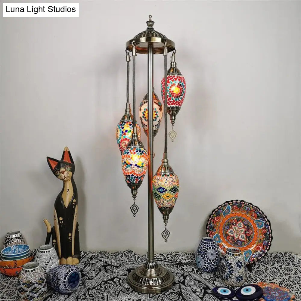 Waterdrop Glass Floor Lamp - Traditional Hand-Cut Style With 5/7/9 Heads For Bedroom Reading In