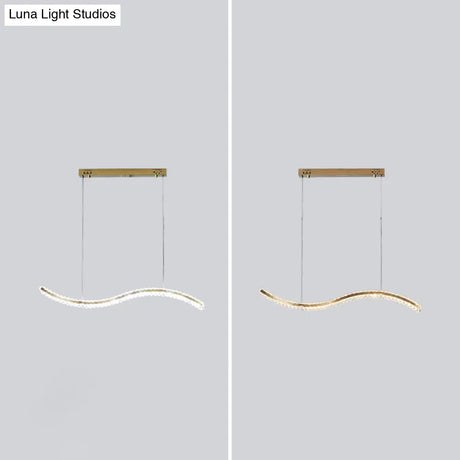 Wavy K9 Crystal Led Pendant Lighting For Dining Room - Simplicity Island Ceiling Light