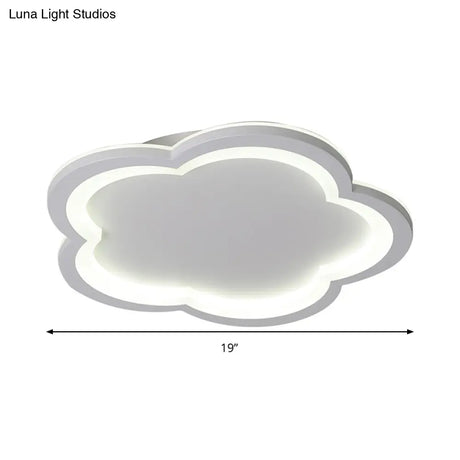 White Acrylic Flower Led Flush Mount Ceiling Lamp - Perfect For Kid’s Bedroom