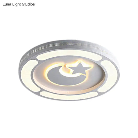 White Acrylic Led Circle Ceiling Mount Light - Modern Bedroom Lamp For Adults And Kids