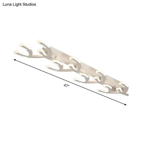 White Acrylic Led Coral Flush Mount Lamp - Minimalist 4/5 - Head Ceiling Lighting For Living Room