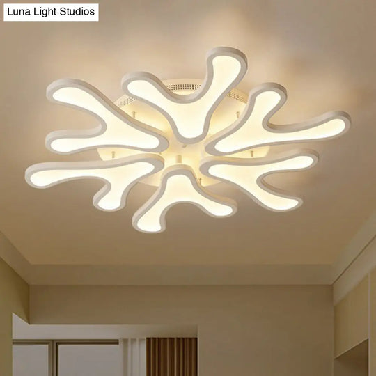 White Acrylic Led Coral Semi Flush Ceiling Light Fixture - Modern Style 6 / Warm