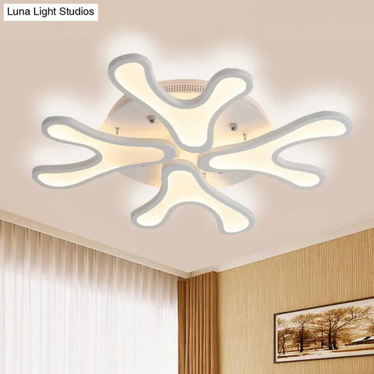 White Acrylic Led Coral Semi Flush Ceiling Light Fixture - Modern Style 4 / Warm