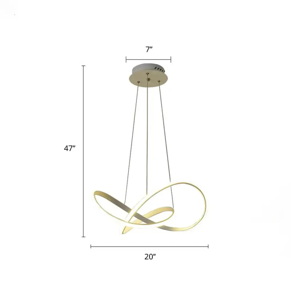 White Acrylic Led Cycle Chandelier Pendant For Dining Room - Decorative Ceiling Light / 20’