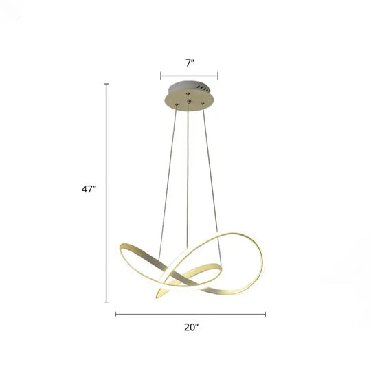 White Acrylic Led Cycle Chandelier Pendant For Dining Room - Decorative Ceiling Light / 20’