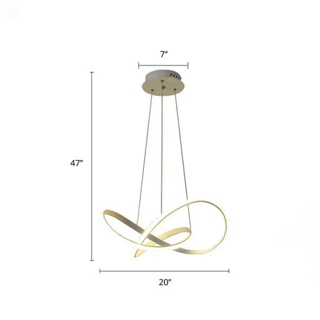 White Acrylic Led Cycle Chandelier Pendant For Dining Room - Decorative Ceiling Light / 20’ Warm