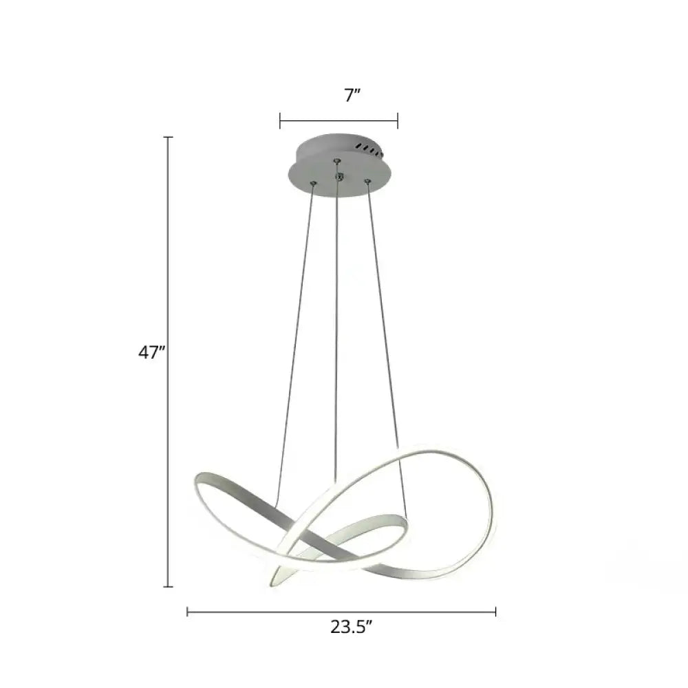 White Acrylic Led Cycle Chandelier Pendant For Dining Room - Decorative Ceiling Light / 23.5’