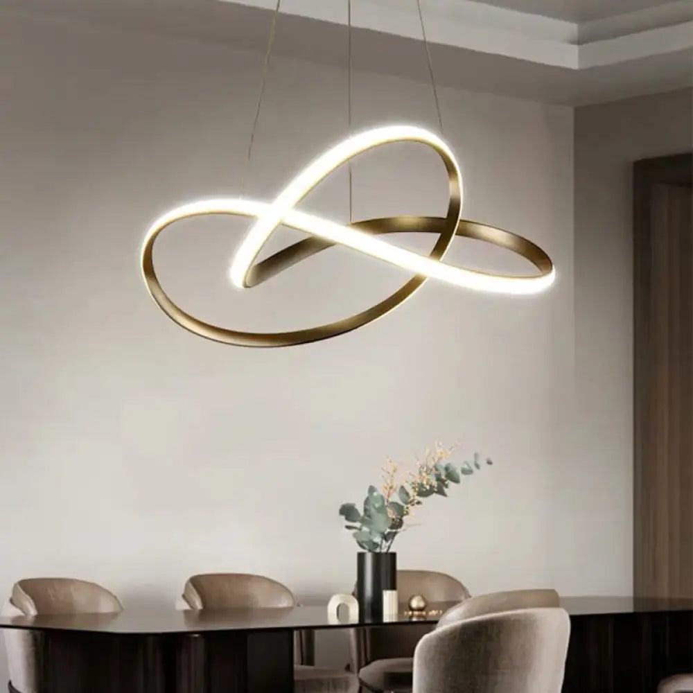 White Acrylic Led Cycle Chandelier Pendant For Dining Room - Decorative Ceiling Light