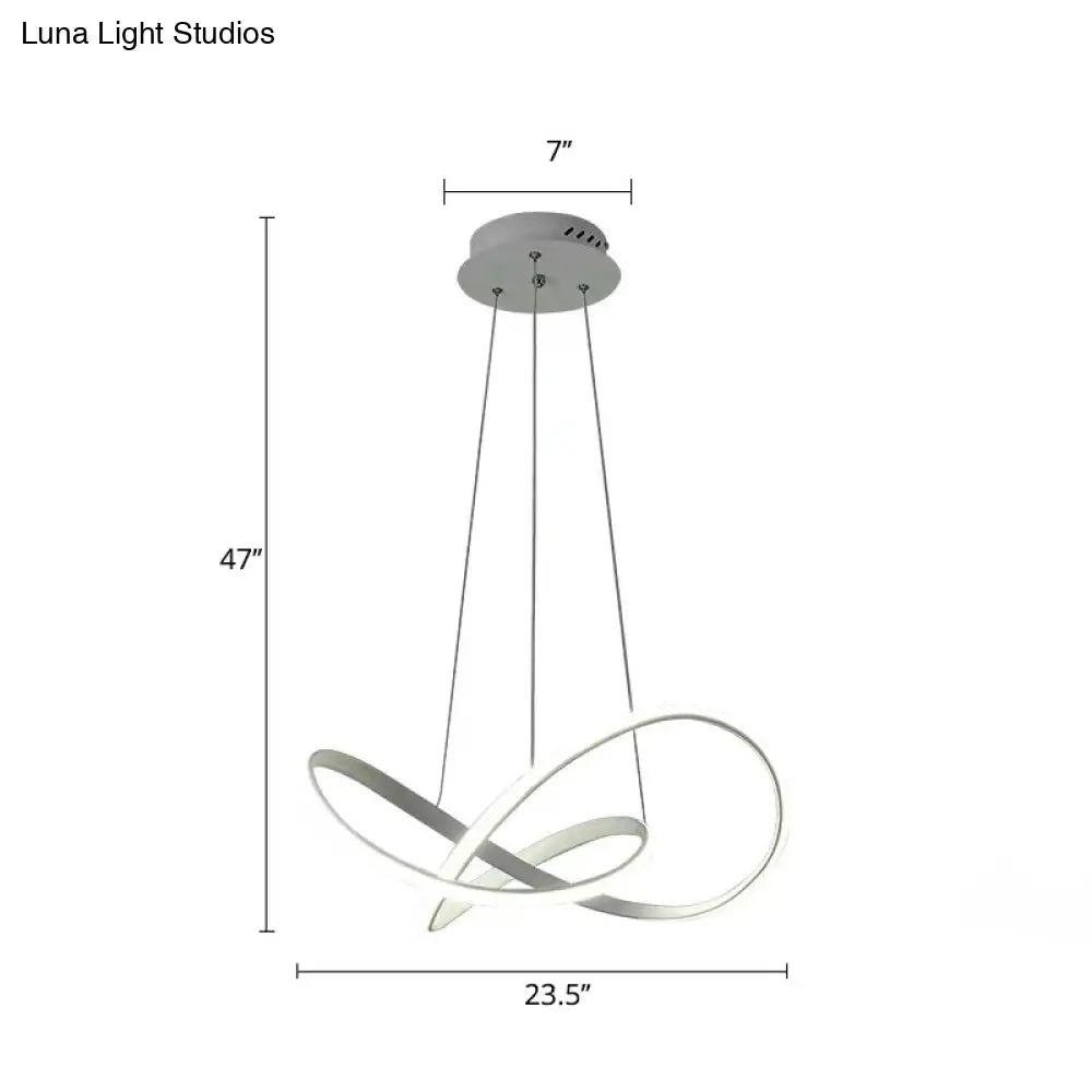 White Acrylic Led Chandelier Pendant For Dining Room Decor / 23.5
