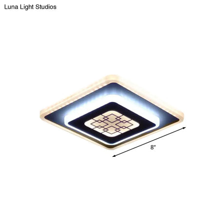 White And Black Rhombus Corridor Light With Grid Pattern Led Flush Mount