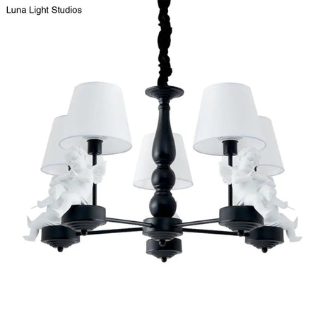 White Angel Ceiling Lamp: Simple Fabric Pendant Light For Living Room