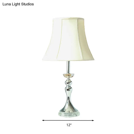 White Bell Night Lamp With Clear Crystal Accent For Bedroom Table