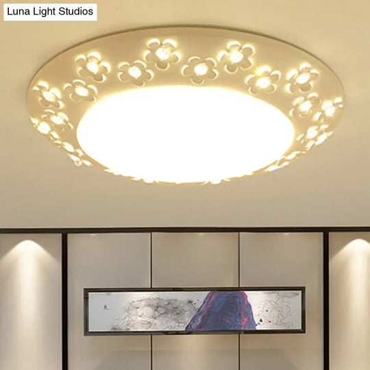 White Blossom Acrylic Led Flush Mount Light For Nursing Room /