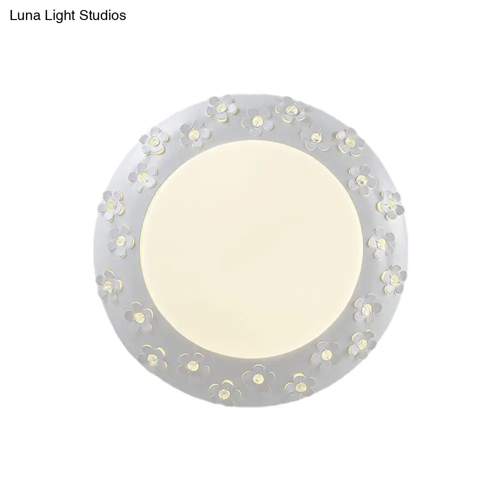 White Blossom Acrylic Led Flush Mount Light For Nursing Room