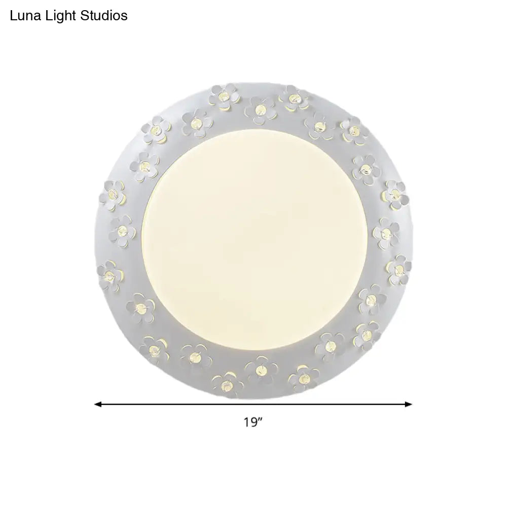 White Blossom Acrylic Led Flush Mount Light For Nursing Room