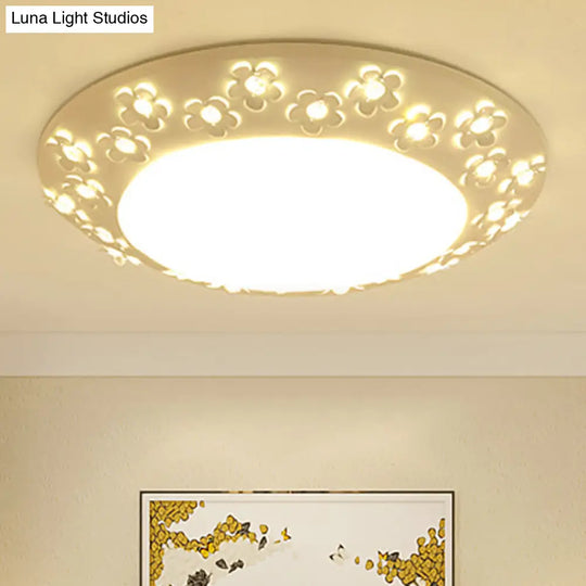 White Blossom Acrylic Led Flush Mount Light For Nursing Room