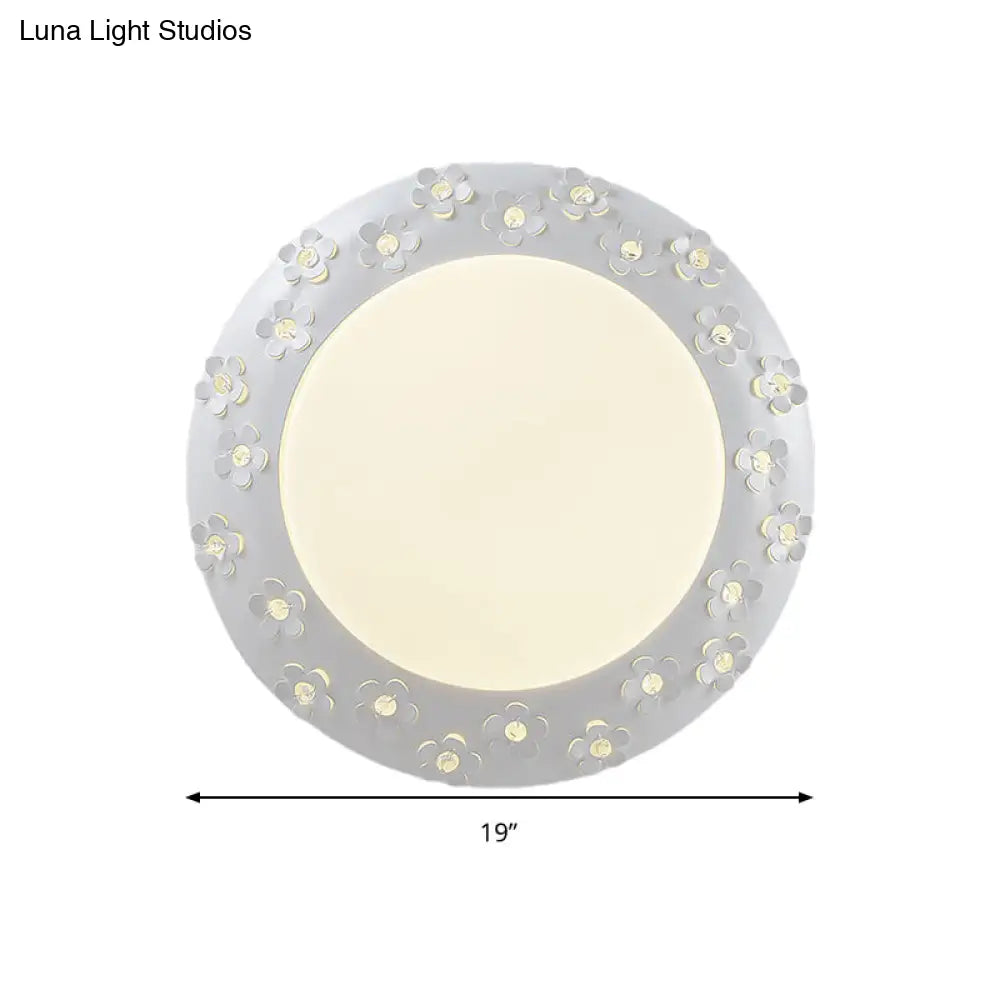 White Blossom Acrylic Led Flush Mount Light For Nursing Room