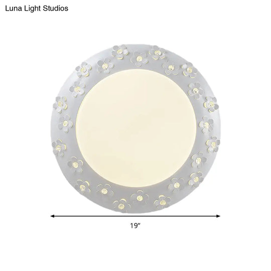 White Blossom Acrylic Led Flush Mount Light For Nursing Room