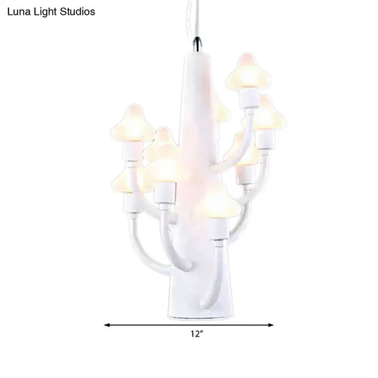 White Branch Pendant Light With Kids Metal Hanging Mushroom For Restaurant Bedroom