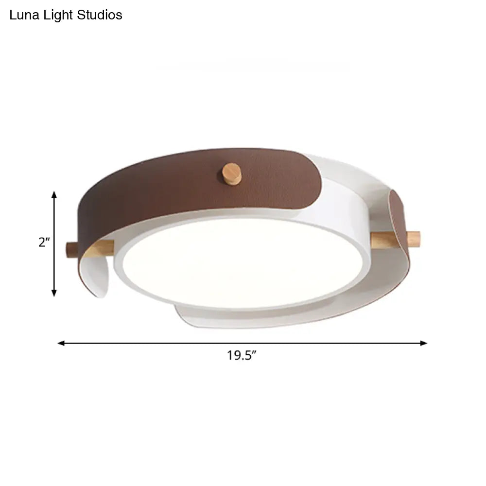White/Brown Nordic Style Ceiling Lamp With Diffuser - 16’/19.5’ Diameter