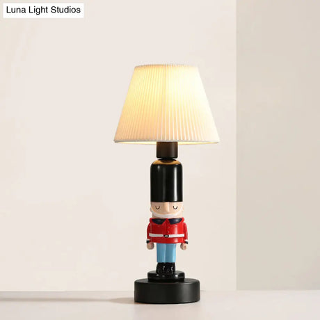 White Cartoon Fabric Chandelier: Empire Shade Hanging Light With Figurine - Perfect For Bedroom