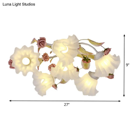 White Ceiling Mount Light Fixture With 4/6/7 Metal Lights - Perfect For Living Room