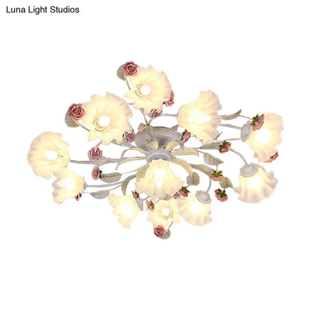 White Ceiling Mount Light Fixture With 4/6/7 Metal Lights - Perfect For Living Room