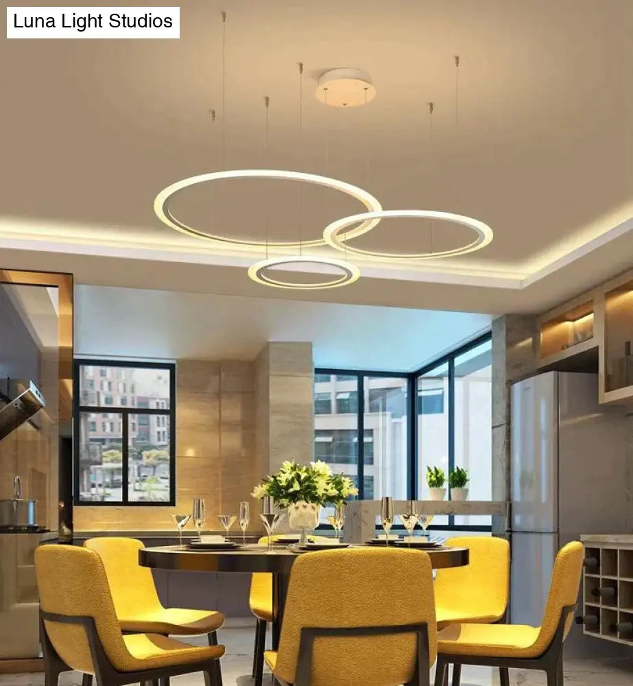 White Circle Modern Led Pendant Light For Kitchen Dining Room Living Room Luminaires Acrylic Hanging Ceiling Mount