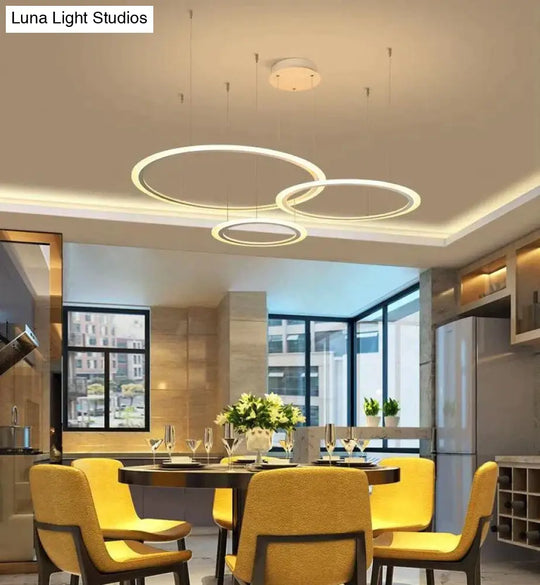 White Circle Modern Led Pendant Light For Kitchen Dining Room Living Room Luminaires Acrylic Hanging Ceiling Mount