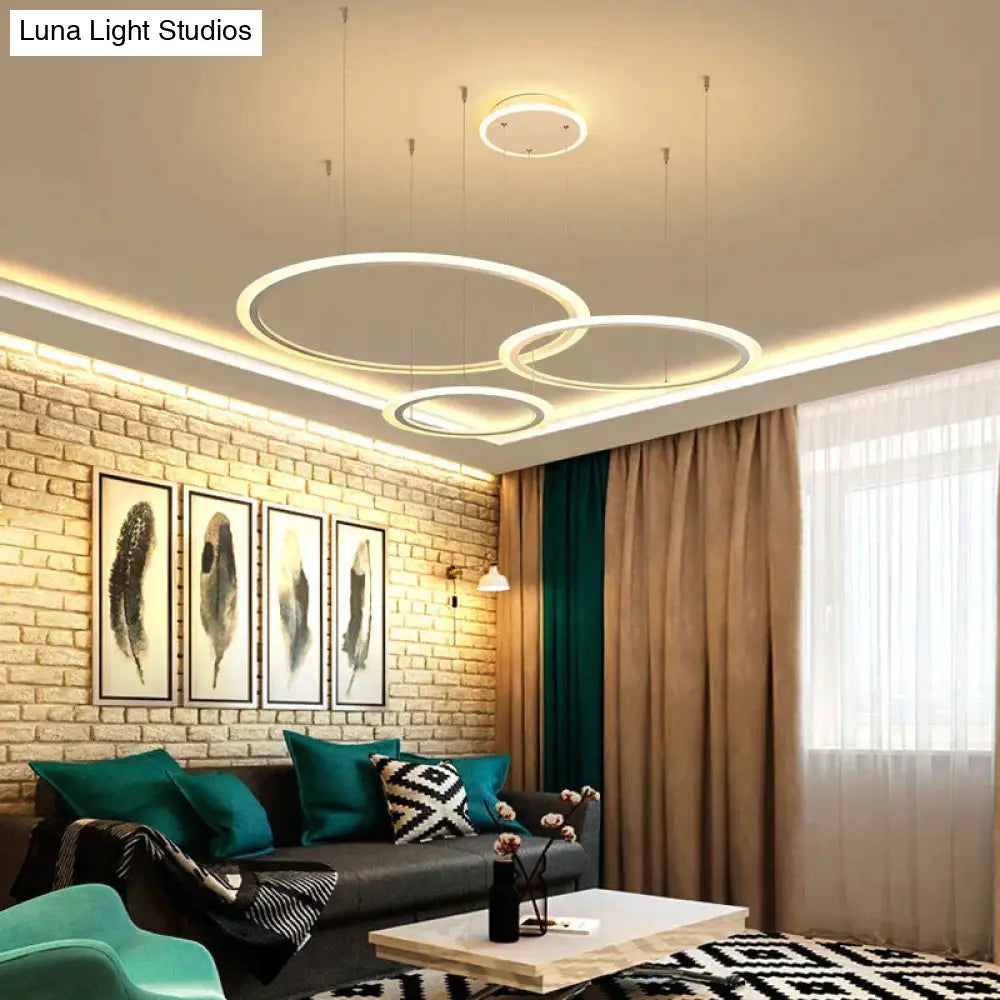 White Circle Modern Led Pendant Light For Kitchen Dining Room Living Room Luminaires Acrylic Hanging Ceiling Mount