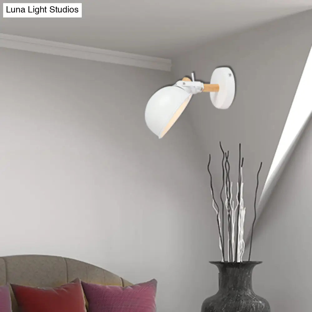 White Domed Wall Light: Angle Adjustable Metal Nordic Style Lamp - Ideal For Office Showrooms