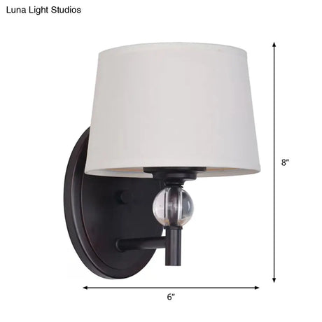White Fabric Wall Sconce Light: Modern Style With Crystal Ball Deco