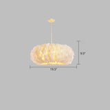 White Donut Pendant Feather Bedroom Ceiling Chandelier - Simple Stylish Lamp