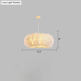White Feather Donut Pendant Lamp For Bedroom Ceiling