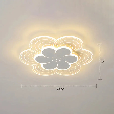 White Flower Flush Mount Led Light For Bedroom / 24.5’ Warm