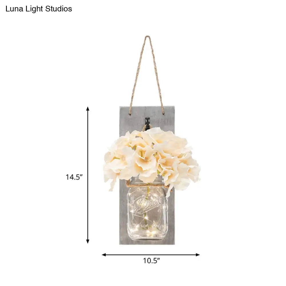 White Flower Hanging Wall Light With Clear Glass Shade String - 2 Pack For Hallways