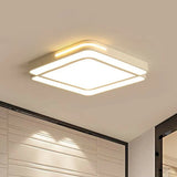White Geometric Acrylic Led Ceiling Flush Mount Light / Small Square Plate