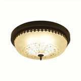 White Glass Flush Fixture With Traditional Design - 3/4 Lights Black Finish 14/18 Wide