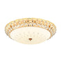 White Glass Led Flush Light With Crystal Accent - Simplicity Ceiling Lamp Available In 3 Sizes / 12’