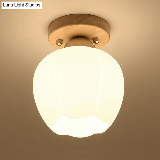 White Glass Led Flush Mount Lighting With Nordic Design Shaded Entryway Ceiling Light Fixture / B