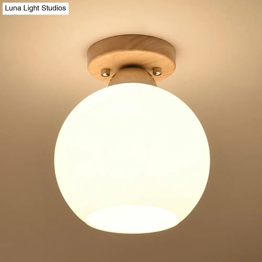 White Glass Led Flush Mount Lighting With Nordic Design Shaded Entryway Ceiling Light Fixture / C